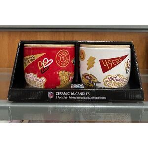 Set Of 2 San Francisco 49ers Pegasus Sports NFL Logo 16 Oz Ceramic Candles